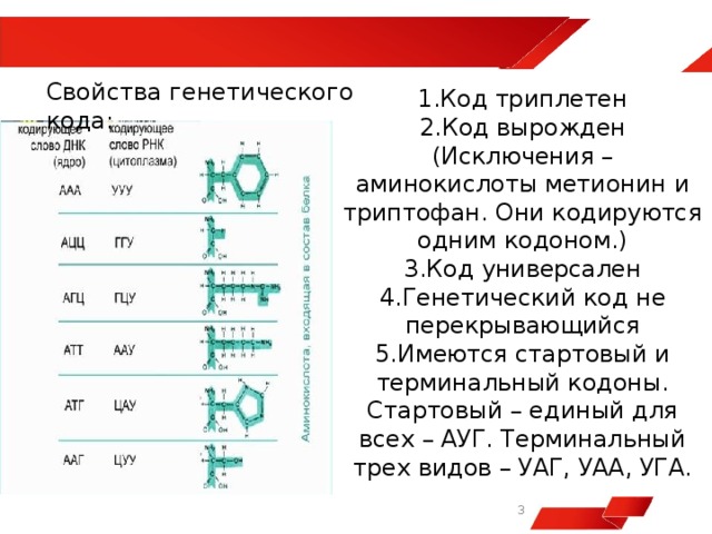 Свойства генетического кода