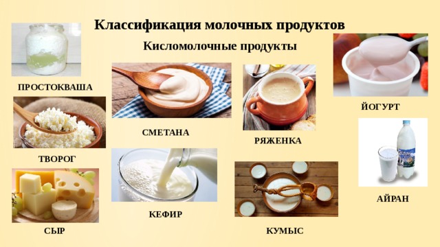 Классификация молочных