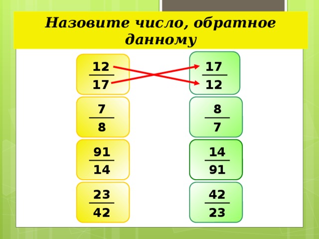 Назовите число, обратное данному 12 17 12 17 8 7 7 8 91 14 91 14 23 42 42 23 