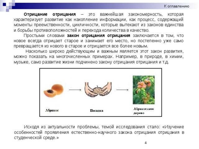 Закон отрицания отрицания примеры