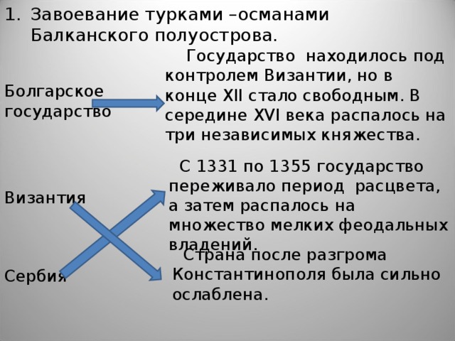 Презентация 6 класс завоевание турками османами балканского полуострова 6 класс