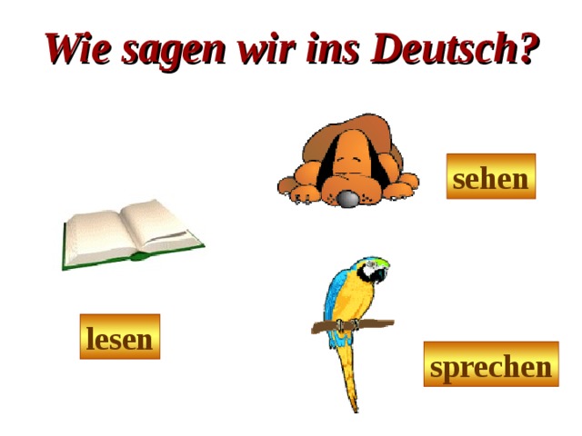 Wie sagen wir ins Deutsch? sehen lesen sprechen 