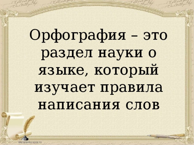 Орфография – это раздел науки о языке, который изучает правила написания слов