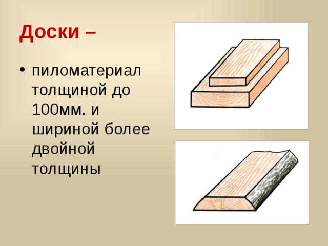 Доски –  пиломатериал толщиной до 100мм. и шириной более двойной толщины 