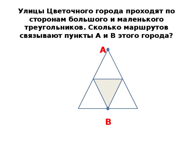 Сколько маршрутов. Маршруты проходят по сторонам треугольников сколько. Сколько маршрутов соединяют пункты а и б. Сколько маршрутов соединяют пункты а и в задача 2.