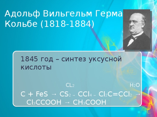 Синтез кольбе определение и примеры реакций получения