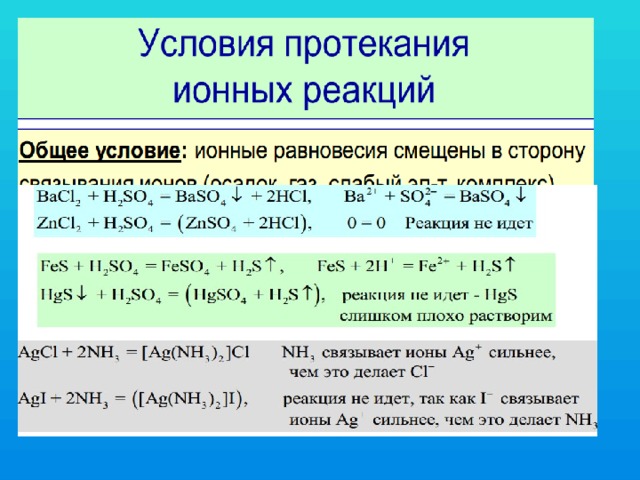 Реакции протекающие с образованием осадков