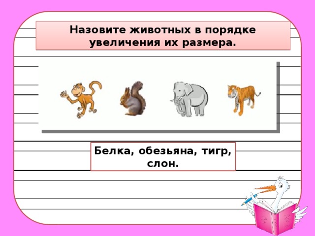 Животные в порядке увеличения размеров. Порядок увеличения. Расположи животных в порядке увеличения размера. В порядке увеличения это как.