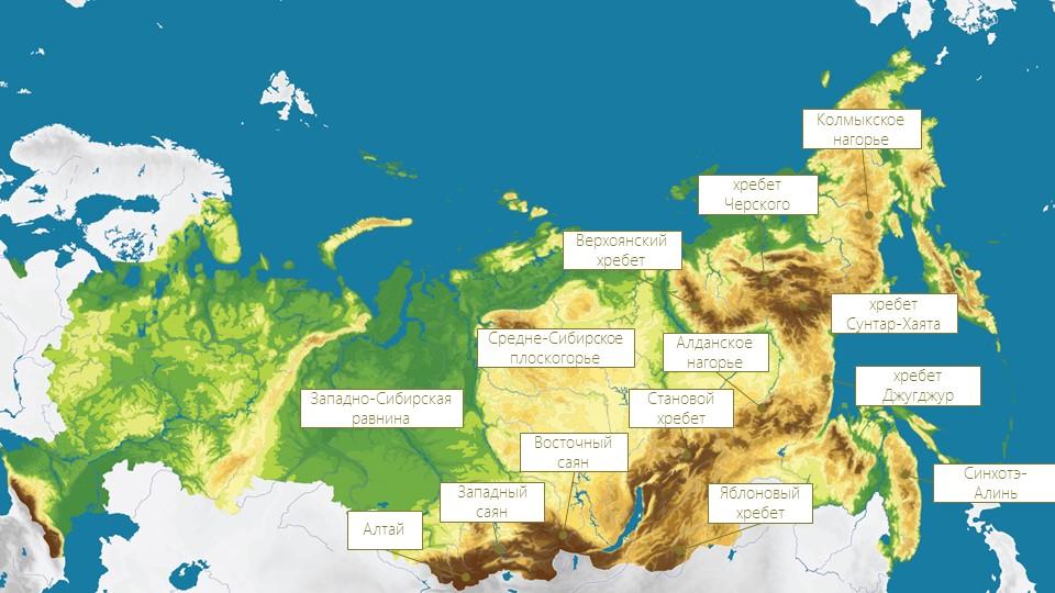 Карта россии хребты