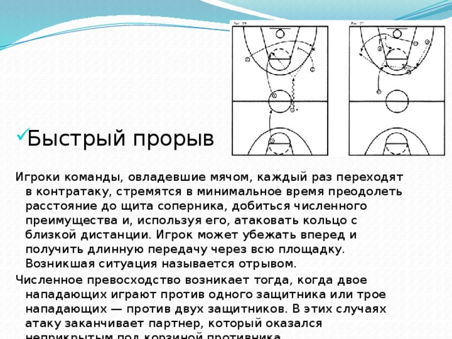 Быстрый прорыв. Быстрый прорыв в баскетболе схема. Тактика нападения быстрый прорыв в баскетболе. Быстрый прорыв в баскетболе тактика игры. Фазы быстрого прорыва в баскетболе.