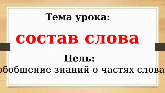 Обобщение знаний о частях речи 2 класс презентация