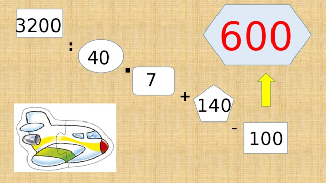 600 3200 : 40 . 7 + 140 - 100