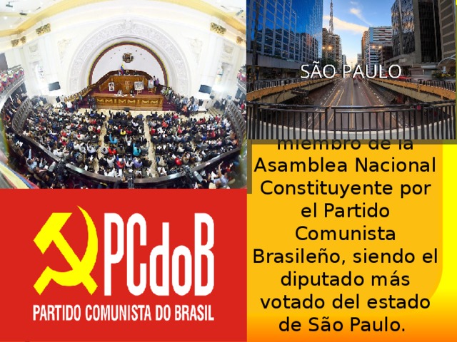 En 1945 fue electo miembro de la Asamblea Nacional Constituyente por el Partido Comunista Brasileño, siendo el diputado más votado del estado de São Paulo. 
