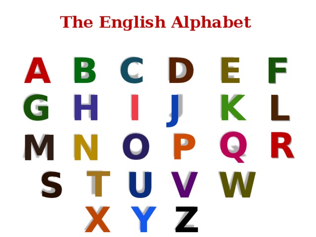 The English Alphabet D E B C F A H J G I K L Q R O P M N T W V S U Z X Y 