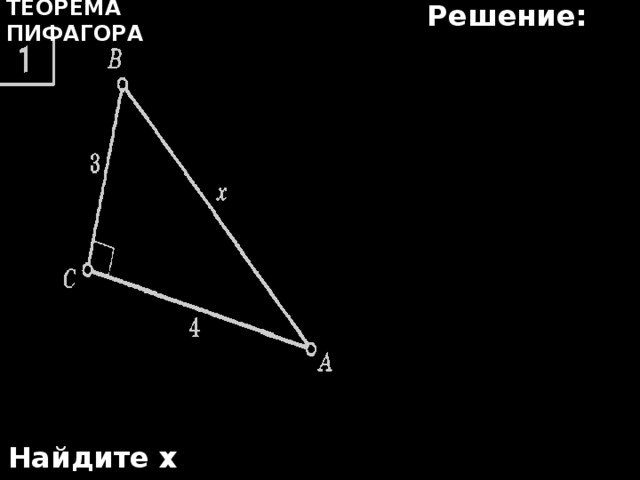 Решение: Теорема Пифагора Найдите х 