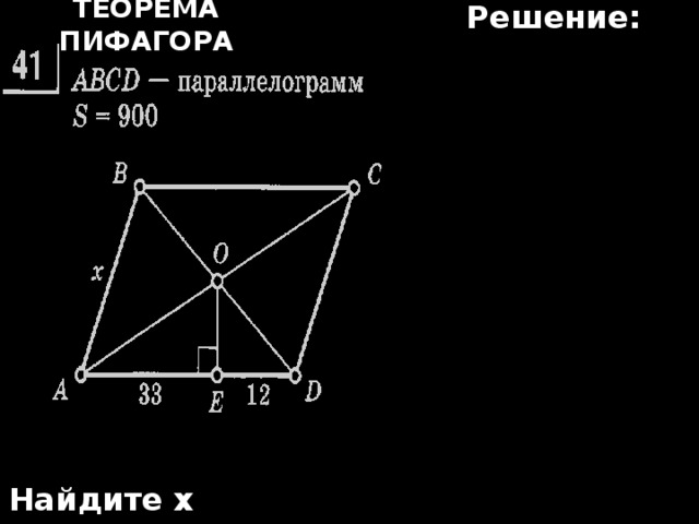 Решение: Теорема Пифагора Найдите х 