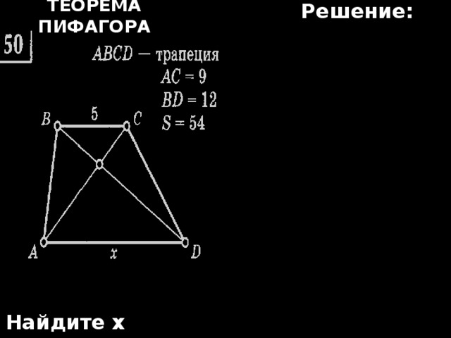 Решение: Теорема Пифагора Найдите х 