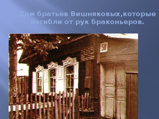 Дом братьев Вишняковых,которые погибли от рук браконьеров. 
