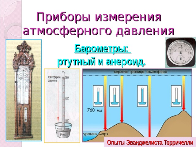 Атмосферное давление измеряют прибором