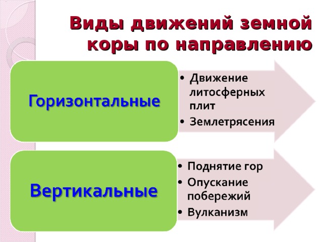 Составьте схему виды движений земной коры