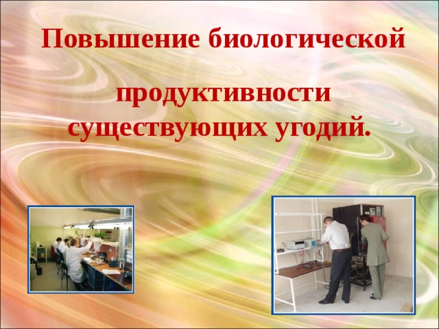 Повышение биологической продуктивности существующих угодий. 