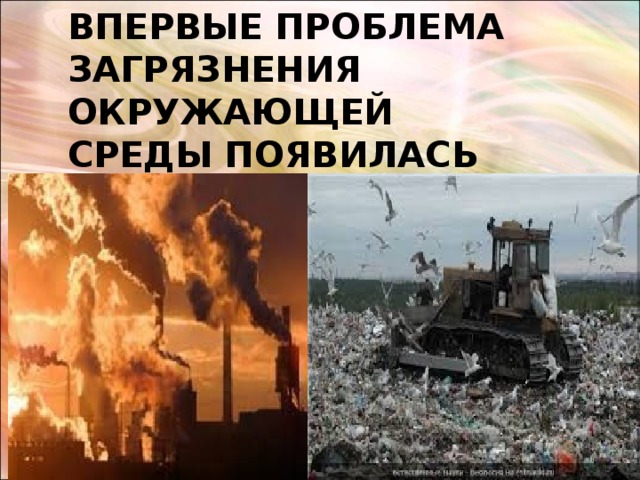 ВПЕРВЫЕ ПРОБЛЕМА ЗАГРЯЗНЕНИЯ ОКРУЖАЮЩЕЙ СРЕДЫ ПОЯВИЛАСЬ В 1960-1970 