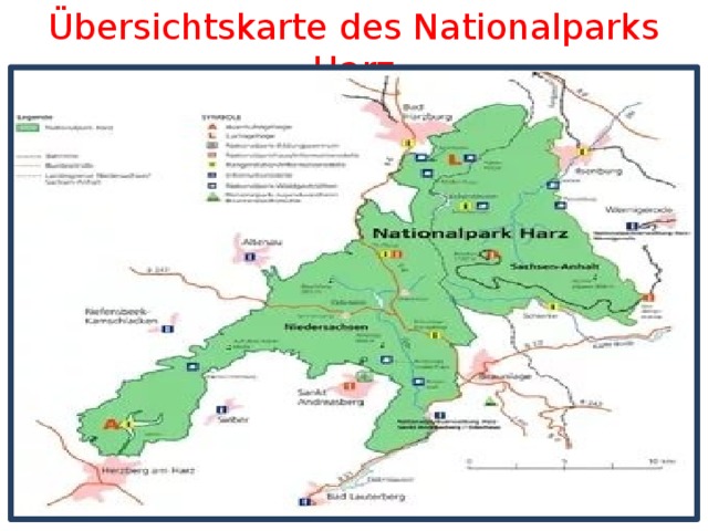 Übersichtskarte des Nationalparks Harz 