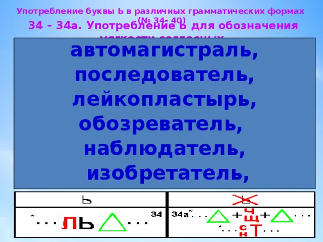 Ь для обозначения грамматических форм