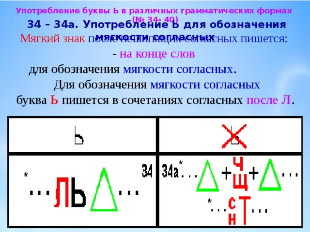 Слова ь обозначает мягкость согласного