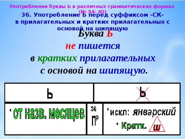 Прилагательные с ь