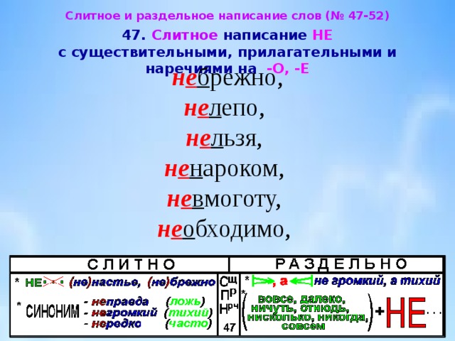 Тема правописание не с прилагательными