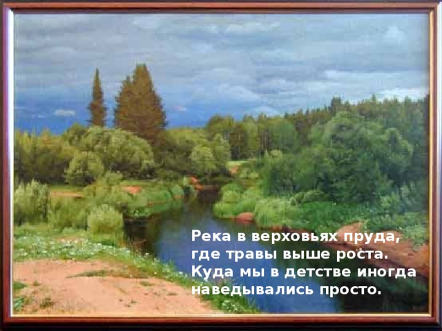 Река в верховьях пруда, где травы выше роста. Куда мы в детстве иногда наведывались просто.  