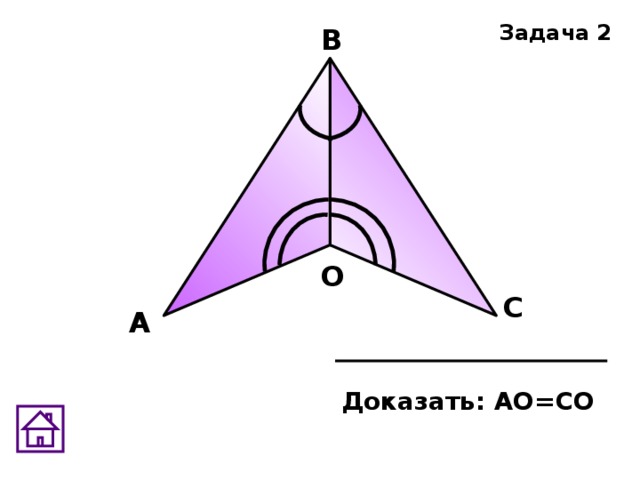 Задача 2 В О С А Доказать: АО=СО 