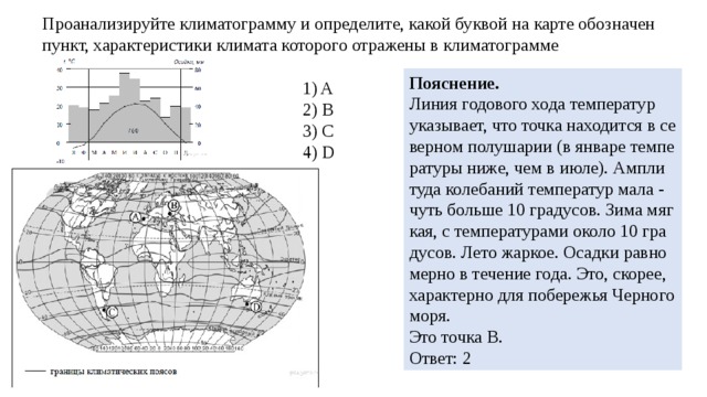 На рисунке показаны климатограммы характеризующие климат пунктов а и б