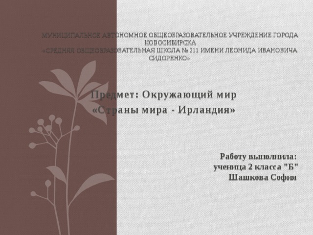 Проект страны мира 2 класс окружающий мир ирландия