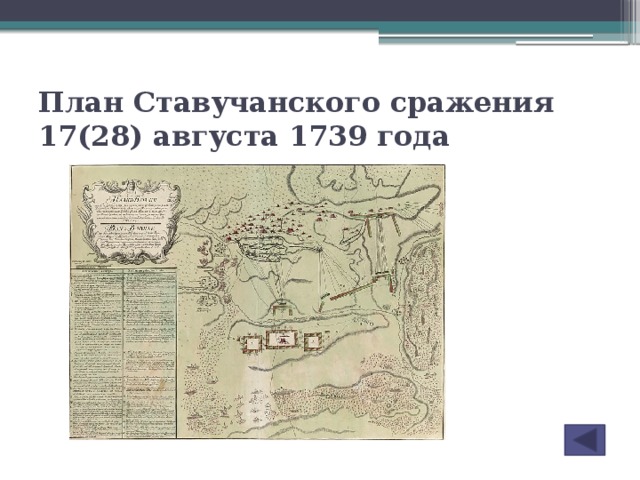 План Ставучанского сражения 17(28) августа 1739 года