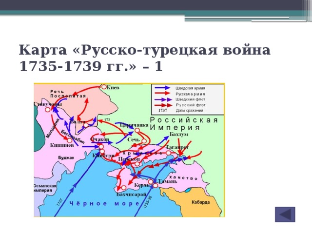 Карта «Русско-турецкая война 1735-1739 гг.» – 1
