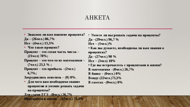 4 от 15 в процентах. 15 Человек это 100 процентов а 2 человека. Анкета с процентам да и нет. 4/7 Числа 21. План 150 чел сделано 70 чел сколько это процентов.