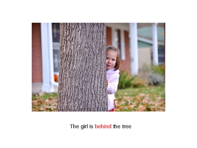 The girl is behind the tree 