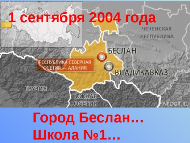 1 сентября 2004 года Город Беслан…  Школа №1…   