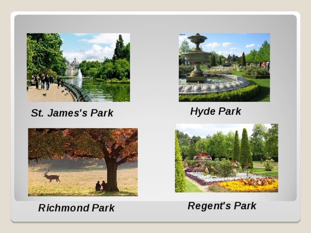 Hyde Park St. James's  Park Regent's Park Richmond Park 