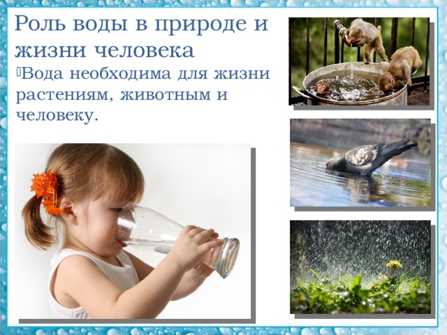 Вода играет роль