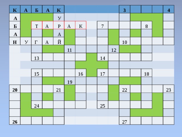 К   А А   Б   Б А   А     К   Н   Т   У   У А        Р Г  А  А    А     Й К 13               11 20   3 15 7                                                                           12 14 19 26   21   4 16   10   24   8                                                   17                                               22   25 18                       27 23                           