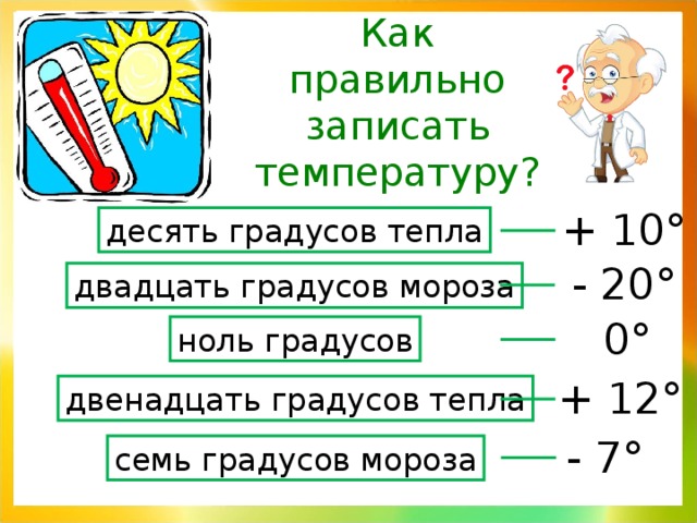 Запиши какую температуру