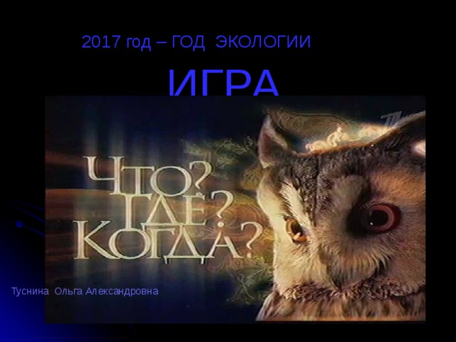 2017 год – ГОД ЭКОЛОГИИ ИГРА Туснина Ольга Александровна 