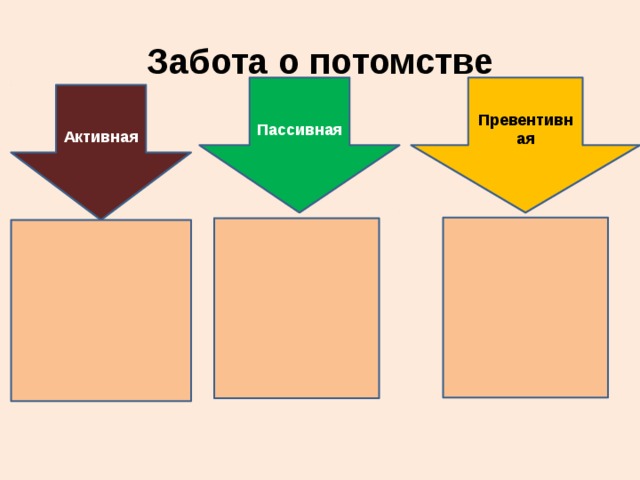 Забота о потомстве Пассивная Превентивная Активная 