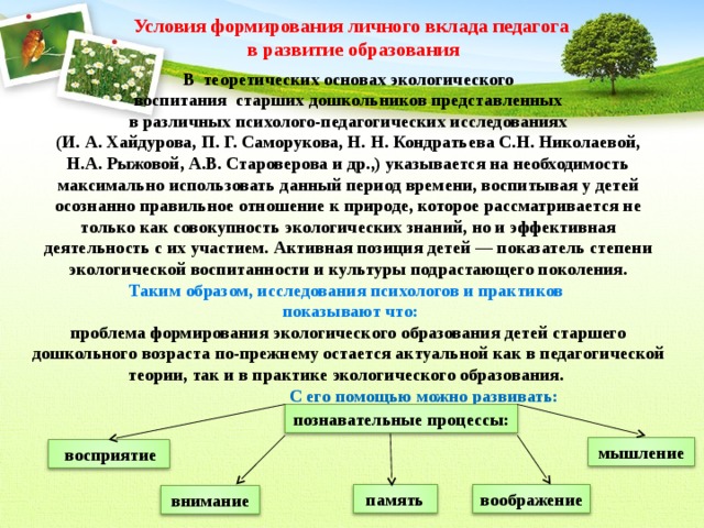 Формирование экологической культуры у детей старшего