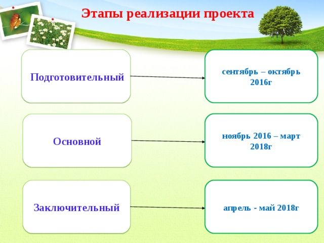 Этапы проекта подготовительный основной заключительный