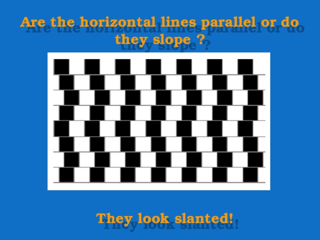 Are the horizontal lines parallel or do they slope ? They look slanted! 