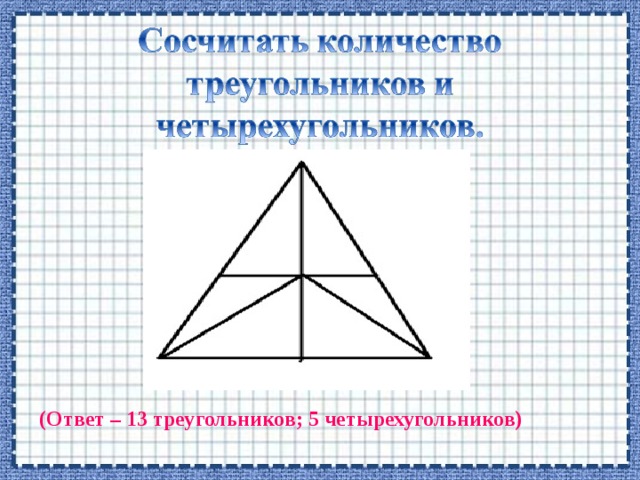 Каких фигур на чертеже больше треугольников или четырехугольников на сколько